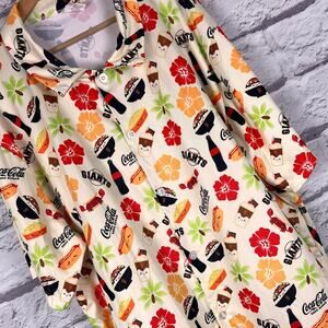 SAN FRANCISCO GIANTS Men's XL Novelty Coca-Cola Hotdog Hawaiian Button‎ Shirt